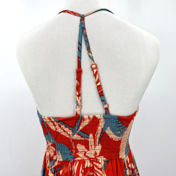 Free People Intimately Small heat wave maxi dress red Blue Asymmetric Hem - Picture 5 of 10